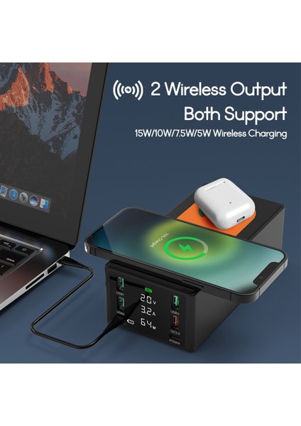 Ingiltere Tak Asx9 100W Siyah 150W Hızlı Şarj 4.0 3.0 USB Telefon Şarj Cihazı Tip C Pd Hızlı Şarj Istasyonu iPhone 13 x MacBook Dizüstü Bilgisayar Için Çift Kablosuz Şarj Cihazı (Yurt Dışından) indirimleri