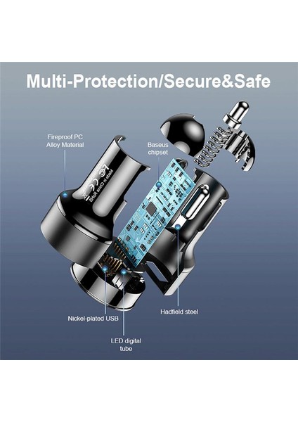 Şerit 4.8A 5V Araç Şarj Cihazları 2 Port Hızlı Şarj Samsung Huawei iphone 11 8 Artı Evrensel Alüminyum Çift USB Araç Şarj Adaptörü (Yurt Dışından) modelleri