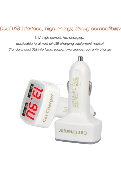 Beyaz Mavi Işık Kebidu 4 In 1 5V 3.1A Araç Şarj Cihazı Çift USB Bağlantı Noktaları Adaptör Soketi iPhone Tablet Pc Için Mavi Kırmızı LED Ekran ile Araç Şarj Cihazı (Yurt Dışından) fiyatları