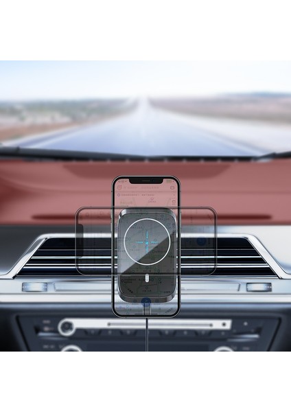 Siyah Magsafe Kablosuz Şarj Cihazları Araba Hava Firar Halkalı Telefon Kılıfı Tutucu Mini Qı Hızlı Manyetik Şarj Istasyonu iPhone 12 13 14 Pro Max (Yurt Dışından) indirimleri