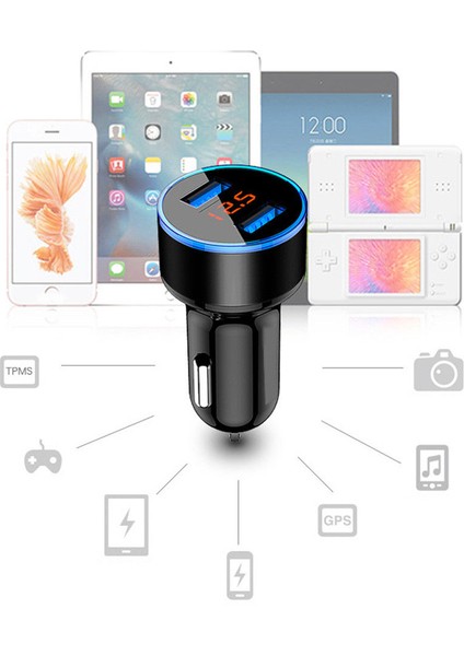 Altın USB Araç Şarj Cihazları 2 Port Hızlı Şarj Samsung Huawei Iphone 11 12 13 Xiaomi Evrensel Alüminyum Çift USB Araç Şarj Adaptörü (Yurt Dışından) fırsatları