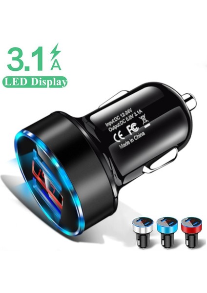 Altın USB Araç Şarj Cihazları 2 Port Hızlı Şarj Samsung Huawei Iphone 11 12 13 Xiaomi Evrensel Alüminyum Çift USB Araç Şarj Adaptörü (Yurt Dışından) indirimleri