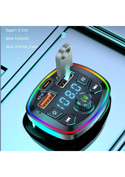 Siyah USB Tf Kart Desteği Şarj Cihazı Kablosuz Bluetooth 5.0 Araba LCD Eller Serbest Fm Verici Müzik Çalar Cep Telefonu iphone 14 13 (Yurt Dışından) modelleri