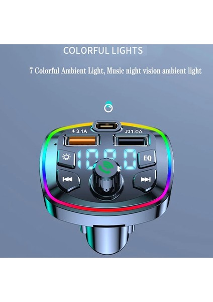 Siyah USB Tf Kart Desteği Şarj Cihazı Kablosuz Bluetooth 5.0 Araba LCD Eller Serbest Fm Verici Müzik Çalar Cep Telefonu iphone 14 13 (Yurt Dışından) indirimleri