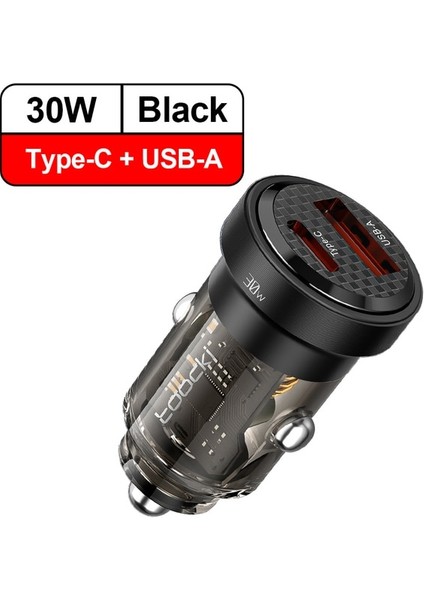 Mavi 30W Tip C - USB A Toocki USB C Araç Şarj Cihazı Hızlı Şarj 45W 30W Qc 4.0 3.0 Tip C Pd Hızlı Şarj iPhone 14 13 Pro Max Xiaomi Samsung Redmi Için (Yurt Dışından)