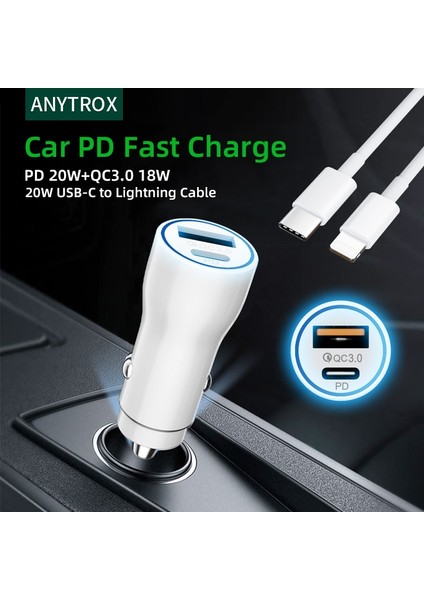 Beyaz 1 USB 1 Type-C USB C Pd Hızlı Araç Şarj Cihazı, iphone 20W Usb-C - Lightning Şarj Kablosu, Type C Pd 20W-QC 3.0 18W iPhone 14/samsung Galaxy Için (Yurt Dışından) fiyatları