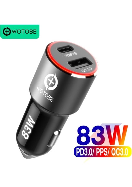 Araç Şarj Cihazı 2 Bağlantı Noktalı 83W Araç Şarj Cihazı, USB C Pd/pps 65W/45W/25W Qc3.0 18W Macbook IPHONE13 Için Hızlı Şarj Huawei Xiaomi Hp Xps Dizüstü Bilgisayar Adaptörü (Yurt Dışından)