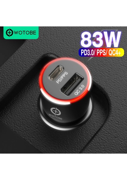 Araç Şarj Cihazı 2 Bağlantı Noktalı 83W Araç Şarj Cihazı, USB C Pd/pps 65W/45W/25W Qc3.0 18W Macbook IPHONE13 Için Hızlı Şarj Huawei Xiaomi Hp Xps Dizüstü Bilgisayar Adaptörü (Yurt Dışından) modelleri
