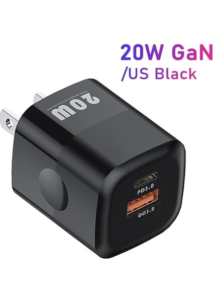 Abd Tak Siyah Kuulaa 20W USB C Şarj Cihazı Gan Type C Pd Hızlı Şarj iPhone 14 13 12 Pro Max Xs Samsung iPad Pro Air 2020 Için iPad Mini 2021 (Yurt Dışından)