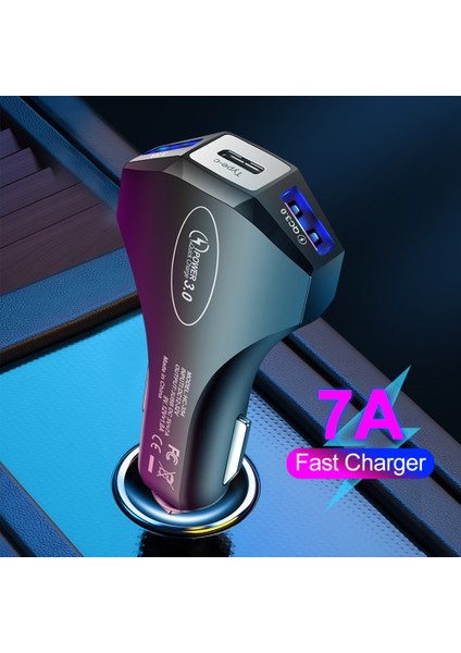 3 Bağlantı Noktalı 7A-SIYAH 7A USB Tip-C Pd Araç Şarj Cihazı 48W Çift Qc3.0 iPhone 13 Için Hızlı Şarj Adaptörü Samsung Xiaomi Huawei Cep Telefonu Araç Şarj Cihazları (Yurt Dışından) fiyatları