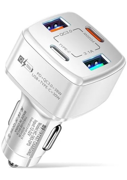 Beyaz 2pd 2usb Tkey USB Pd Hızlı Araç Telefonu Şarj Cihazı iPhone 13 12 Mini Pro Max Huawei Xiaomi Cep Telefonu Hızlı Şarj Tipi C Qc 3.0 Şarj (Yurt Dışından)