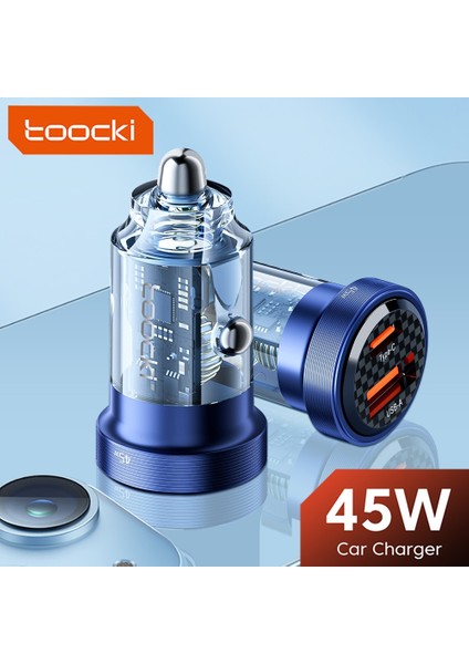 Mavi 30W Tip C - USB A Toocki USB C Araç Şarj Cihazı Hızlı Şarj 45W 30W Qc 4.0 3.0 Tip C Pd Hızlı Şarj iPhone 14 13 Pro Max Xiaomi Samsung Redmi Için (Yurt Dışından) indirimleri