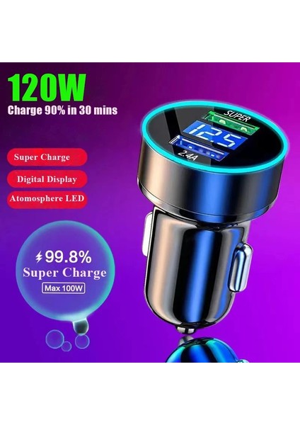 22.5W Şarj Cihazı Süper Hızlı Şarj USB Araç Şarj Cihazı 120W Çift Bağlantı Noktalı Hızlı Şarj iPhone 13 12 11 Pro Max 7 8 Samsung Oneplus Xiaomi Huawei (Yurt Dışından) indirimleri