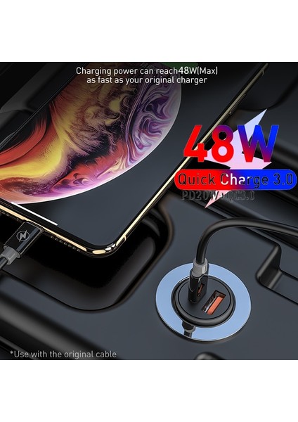 Siyah Hızlı Şarj Şarj Cihazı iPhone Huawei Xiaomi Samsung Mi Tip C Cep Telefonu Mini USB Araç Şarj Cihazı Hızlı Şarj 4.0 Pd 3.0 48W (Yurt Dışından) modelleri