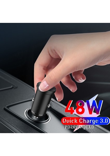 Siyah Hızlı Şarj Şarj Cihazı iPhone Huawei Xiaomi Samsung Mi Tip C Cep Telefonu Mini USB Araç Şarj Cihazı Hızlı Şarj 4.0 Pd 3.0 48W (Yurt Dışından) fırsatları