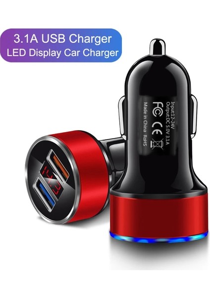 Gümüş Araç Şarj Cihazı Cep Telefonu Hızlı Şarj Adaptörü Oppo F17 A53 A73 A15 A52 A72 A92 Realme 6 7 Pro C17 C15 Çift USB Araç Şarj Cihazı (Yurt Dışından) fırsatları
