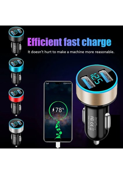 Mavi Oto Aksesuarları Çift USB Dijital Ekran Araç Şarj Cihazı LED Ekran ile Taşınabilir Araç Çakmak Araç Şarj Cihazı (Yurt Dışından) fırsatları