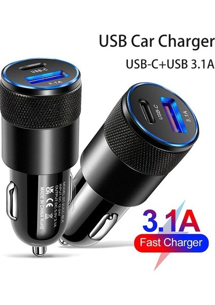 Siyah USB Araç Şarj Cihazı Hızlı Şarj 30 W Pd Tip C 3.1A Araba USB Şarj Cihazı iPhone Xiaomi Samsung Huawei Poco Cep Telefonu (Yurt Dışından) fırsatları