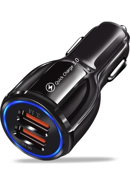 Siyah 3.1A USB Araç Şarj Cihazı Hızlı Şarj iPhone 11 Için Xiaomi Redmi Note 8/9 Pro Cep Telefonu Aksesuarları USB Araç Şarj Adaptörü (Yurt Dışından)