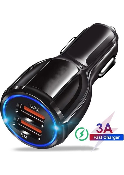 Siyah 3.1A USB Araç Şarj Cihazı Hızlı Şarj iPhone 11 Için Xiaomi Redmi Note 8/9 Pro Cep Telefonu Aksesuarları USB Araç Şarj Adaptörü (Yurt Dışından) modelleri