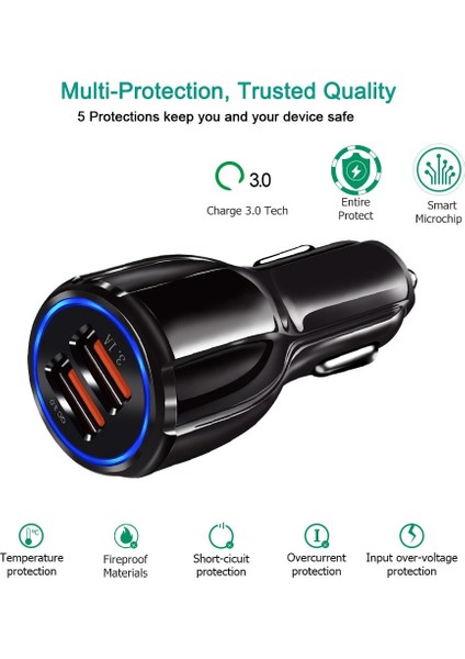 Siyah 3.1A USB Araç Şarj Cihazı Hızlı Şarj iPhone 11 Için Xiaomi Redmi Note 8/9 Pro Cep Telefonu Aksesuarları USB Araç Şarj Adaptörü (Yurt Dışından) fırsatları