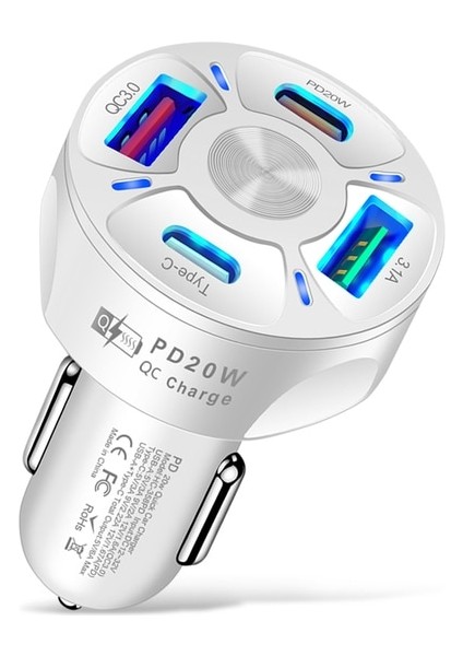 Beyaz 2usb 2pd Olaf Çift USB C Araç Şarj Cihazı Hızlı Şarj Tipi C Pd Qc3.0 3.1A USB Şarj Aleti Adaptörü iPhone Xiaomi Huawei Cep Telefonu (Yurt Dışından)