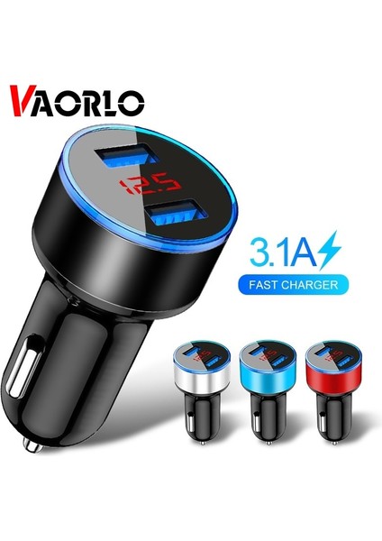 Altın Vaorlo 3.1A LED Ekran Çift USB Araç Şarj Cihazı Evrensel Cep Telefonu Araç Şarj Cihazı Xiaomi Samsung S20 iPhone x Xs Huawei Tablet (Yurt Dışından) fiyatları