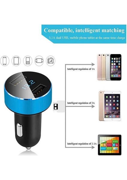 Altın Vaorlo 3.1A LED Ekran Çift USB Araç Şarj Cihazı Evrensel Cep Telefonu Araç Şarj Cihazı Xiaomi Samsung S20 iPhone x Xs Huawei Tablet (Yurt Dışından) modelleri