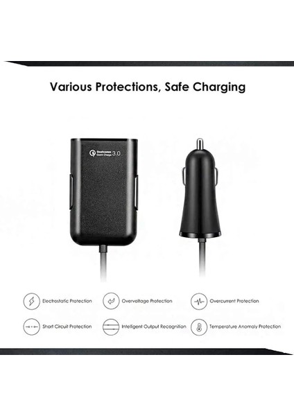 Siyah Hızlı Şarj Qc 3.0 Araç Şarj Cihazı Ön/arka Koltuk Şarjı Araç Çakmak Şarj Adaptörü, 4 USB Bağlantı Noktalı Araç Şarj Cihazı (Yurt Dışından) fiyatları