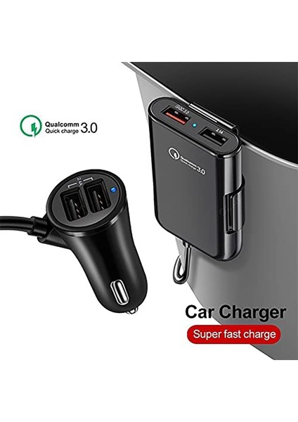 Siyah Hızlı Şarj Qc 3.0 Araç Şarj Cihazı Ön/arka Koltuk Şarjı Araç Çakmak Şarj Adaptörü, 4 USB Bağlantı Noktalı Araç Şarj Cihazı (Yurt Dışından) fırsatları