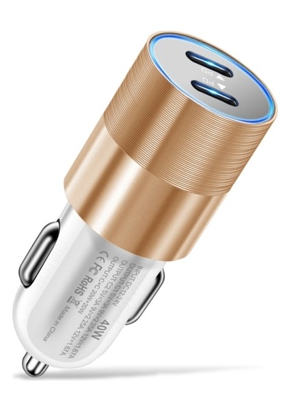 Double Pd Gold A Olaf 40W USB Araç Şarj Cihazı Hızlı Şarj Çift Pd Hızlı Şarj Telefon Adaptörü iPhone 13 12 Pro Max Huawei Samsung Xiaomi Android (Yurt Dışından)