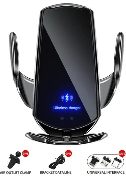 Hava Firar Siyah Otomatik Sıkma 15W Hızlı Kablosuz Araç Şarj Cihazı iPhone 12 11 Xs Xr x 8 Samsung S21 20 Xiaomi Mi 11 Cep Telefonu Şarj Cihazı (Yurt Dışından)