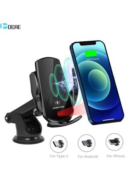 Hava Firar Siyah Otomatik Sıkma 15W Hızlı Kablosuz Araç Şarj Cihazı iPhone 12 11 Xs Xr x 8 Samsung S21 20 Xiaomi Mi 11 Cep Telefonu Şarj Cihazı (Yurt Dışından) fiyatları