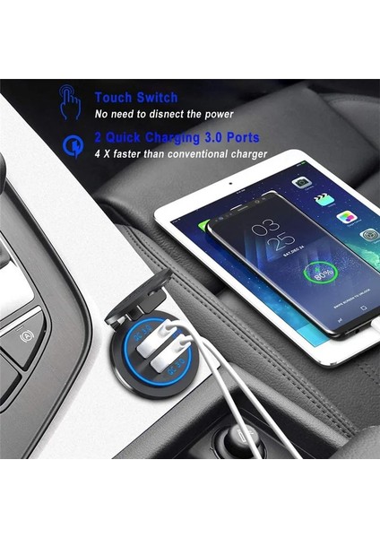 Mavi Tkey Qc 3.0 Dokunmatik Anahtarı Araba Çift USB Şarj Soketi Su Geçirmez Evrensel Cep Telefonu Kamyon iphone Için Şarj Tablet Şarj (Yurt Dışından) indirimleri