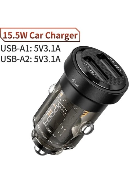 Siyah 2usb 15W Toocki USB C Araç Şarj Cihazı Tip C 45W 5A Hızlı Şarj 4.0 Qc3.0 Telefon Şarj Cihazı Hızlı Şarj iPhone 14 13 12 Pro Xiaomi Samsung (Yurt Dışından)