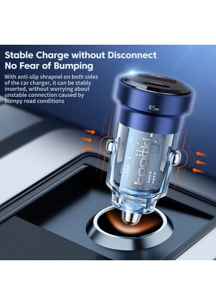 Siyah 2usb 15W Toocki USB C Araç Şarj Cihazı Tip C 45W 5A Hızlı Şarj 4.0 Qc3.0 Telefon Şarj Cihazı Hızlı Şarj iPhone 14 13 12 Pro Xiaomi Samsung (Yurt Dışından) indirimleri