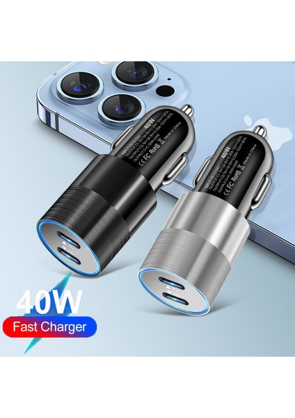 Double Pd Gold A Olaf 40W USB Araç Şarj Cihazı Hızlı Şarj Çift Pd Hızlı Şarj Telefon Adaptörü iPhone 13 12 Pro Max Huawei Samsung Xiaomi Android (Yurt Dışından) fırsatları