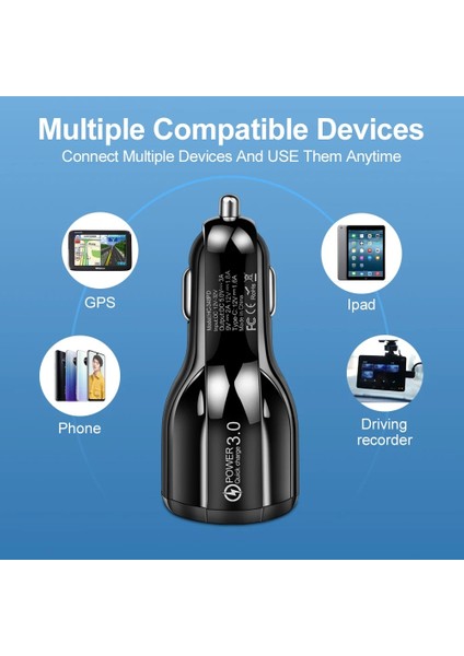Beyaz 3A USB Araç Şarj Cihazı Tip C Pd Qc Hızlı Şarj Telefon Adaptörü iPhone 13 12 11 Pro Max 8 Xiaomi Samsung S21 S20 S10 S9 (Yurt Dışından) modelleri