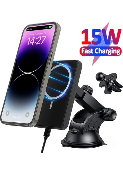 Siyah Kablo ile 15W Manyetik Araba Kablosuz Şarj Cihazları Hava Firar Telefon Tutucu iPhone 14 13 12 Pro Macsafe Şarj Cihazı Hızlı Şarj Istasyonu (Yurt Dışından) fiyatları