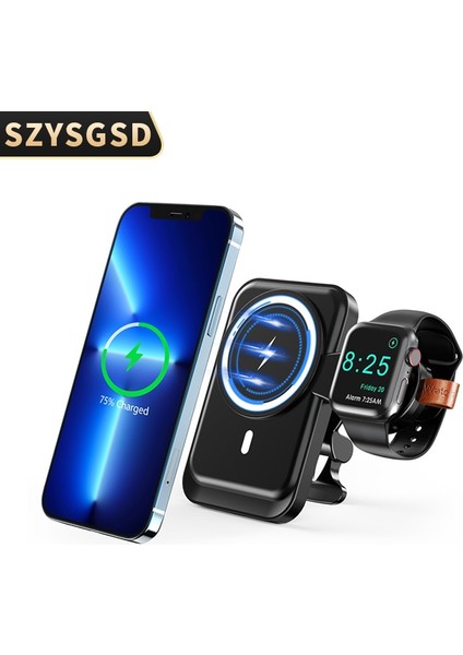 3'ü 1 Arada Araba Siyah 3'ü 1 Arada Hızlı Manyetik Kablosuz Şarj Cihazı Araç Şarj Tutucusu Için 15W Apple Watch Için 6/5/4 iPhone 12 13PRO Max Kablosuz Şarj Cihazı (Yurt Dışından) fiyatları