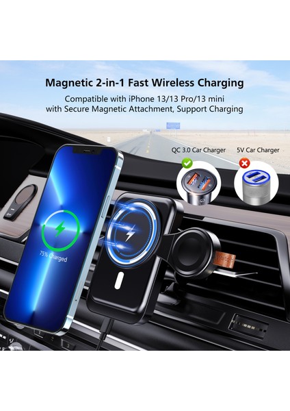 3'ü 1 Arada Araba Siyah 3'ü 1 Arada Hızlı Manyetik Kablosuz Şarj Cihazı Araç Şarj Tutucusu Için 15W Apple Watch Için 6/5/4 iPhone 12 13PRO Max Kablosuz Şarj Cihazı (Yurt Dışından) indirimleri