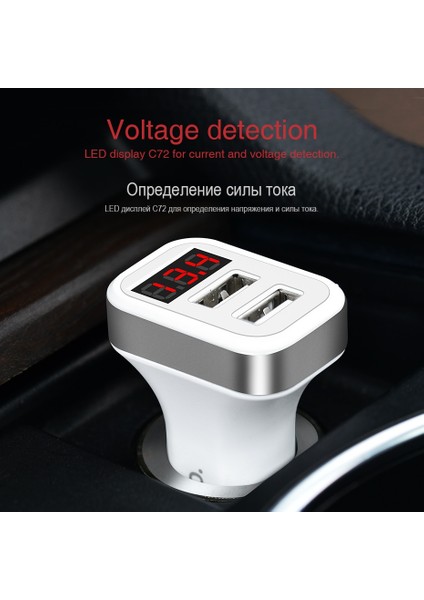 Siyah Hoco Araç Şarj Cihazı Dijital Ekran Çift USB Bağlantı Noktası iPhone iPad Samsung Xiaomi Telefon Şarj Adaptörü 3.1A Araç Şarj Cihazı Çift USB (Yurt Dışından) modelleri