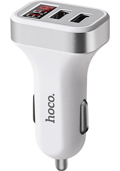 Siyah Hoco Araç Şarj Cihazı Dijital Ekran Çift USB Bağlantı Noktası iPhone iPad Samsung Xiaomi Telefon Şarj Adaptörü 3.1A Araç Şarj Cihazı Çift USB (Yurt Dışından) fırsatları