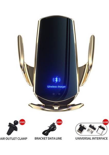 Altın Kablo ile 100W Araç Kablosuz Şarj Cihazı iPhone 14 13 12 11 Samsung Xiaomi Manyetik USB Kızılötesi Araç Telefonu Tutucu Hızlı Şarj Istasyonu (Yurt Dışından)