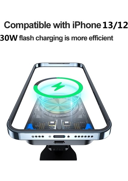 Md1 Siyah Kablolu 30W Hızlı Manyetik Kablosuz Şarj Cihazı Araba Hava Firar Telefon Tutucu Dağı Macsafe Kılıfı ile Uyumlu iPhone 12 13 Pro Mini Max (Yurt Dışından) fırsatları