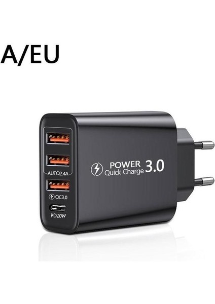Siyah Ab 48W Hızlı Telefon Şarj Cihazı Hızlı Şarj 3.0 4.0 Pd 30W Duvar Cep Telefonu Şarj Cihazı iPhone 12 11 Xiaomi Samsung USB Tip C Şarj Cihazı (Yurt Dışından)