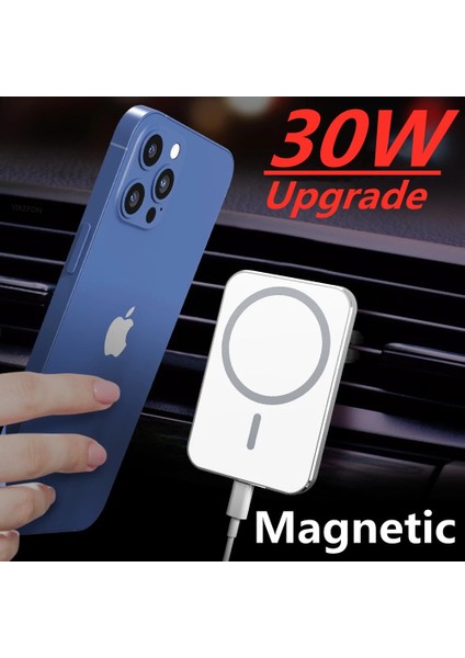 C Tipi Kablo ile 30W Manyetik Araç Kablosuz Şarj Cihazları Telefon Şarj Cihazı iphone 12 13 14 Mini Pro Max Için Kablosuz Hava Firar Araba Hızlı Şarj Istasyonu (Yurt Dışından) modelleri