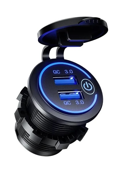 Green-Line-Standart 36W USB Şarj Cihazı Qc 3.0 Dokunmatik Anahtar Su Geçirmez Evrensel Motosiklet Araba Kamyon Tekne Telefon Tablet Kamera Gps Dvr Için Çift Soket (Yurt Dışından) indirimleri