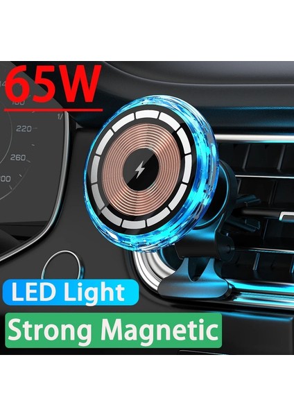 Turuncu 65W Manyetik Araç Kablosuz Şarj Cihazları Mini Hava Firar Telefon Tutucu iphone 14 13 12 Pro Max LED Araç Şarj Cihazı Hızlı Şarj Istasyonu (Yurt Dışından) indirimleri
