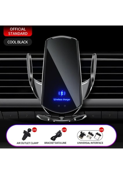 Siyah Stil 2 30W Araç Kablosuz Şarj Cihazı Hava Firar Cep Telefonu Tutucu Dağı Hızlı Şarj Standı IPhone 13 12 11 x Pro Max Xiaomi Samsung (Yurt Dışından)